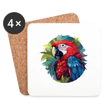 Tropical Parrot - Untersetzer (4er-Set) - Weiß - Vorne