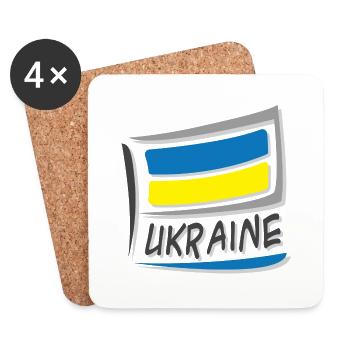 Drapeau de l’Ukraine - Dessous de verre (lot de 4) - blanc - Devant