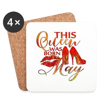This Queen Was Born In May Queen Princess May - Coasters (set of 4) - white - Front