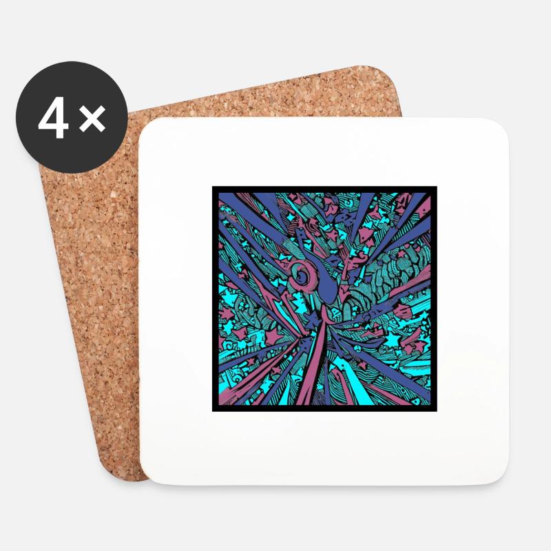 Abstrakte Illustration Serie B - Untersetzer (4er-Set) - Weiß