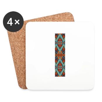 Lettre I- design boho, monogramme coloré - Dessous de verre (lot de 4) - blanc - Devant