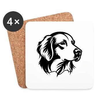 Golden Retriever - Coasters (set of 4) - white - Front