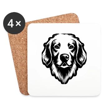 Golden Retriever - Coasters (set of 4) - white - Front