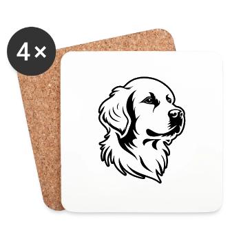 Golden Retriever - Coasters (set of 4) - white - Front