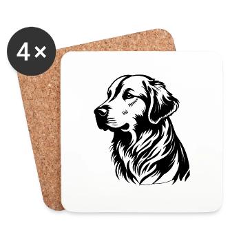 Golden Retriever - Coasters (set of 4) - white - Front