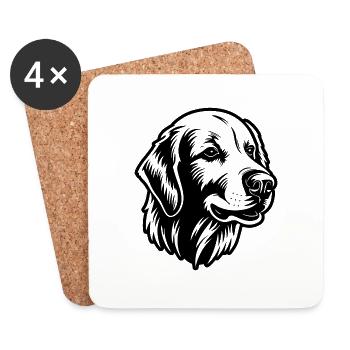 Golden Retriever - Coasters (set of 4) - white - Front