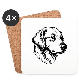 Golden Retriever - Coasters (set of 4) - white - Front