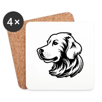 Golden Retriever - Coasters (set of 4) - white - Front