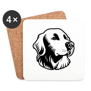 Golden Retriever - Coasters (set of 4) - white - Front