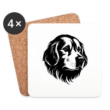 Golden Retriever - Coasters (set of 4) - white - Front