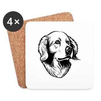 Golden Retriever - Coasters (set of 4) - white - Front