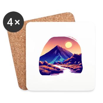 Mountains Hiking Mountain Hiking Hiking Mountain Hikers - Coasters (set of 4) - white - Front
