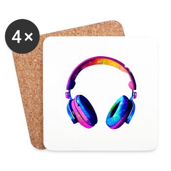 Headphones Listen to music Singing Musician Gamer Singer - Coasters (set of 4) - white - Front