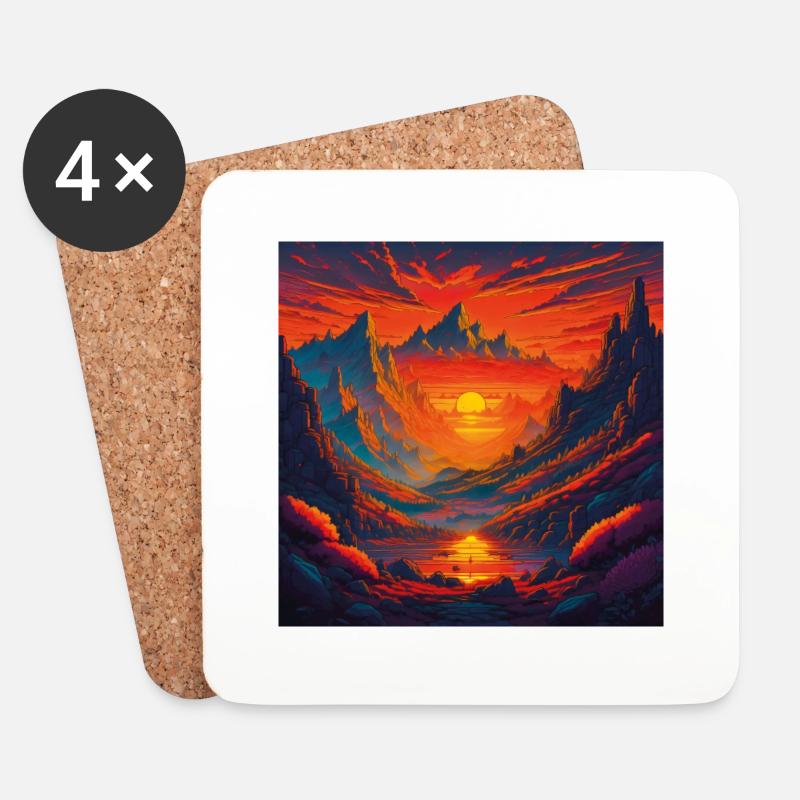 Sunset in the mountains - Untersetzer (4er-Set) - Weiß