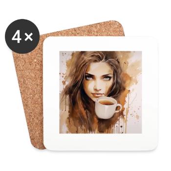 Aroma Serenade: Beautiful Brown Watercolor of a - Coasters (set of 4) - white - Front
