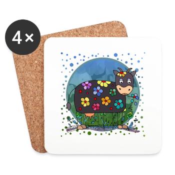 Vache - Dessous de verre (lot de 4) - blanc - Devant