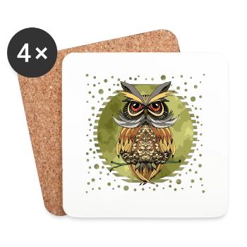 Owl bird - Coasters (set of 4) - white - Front