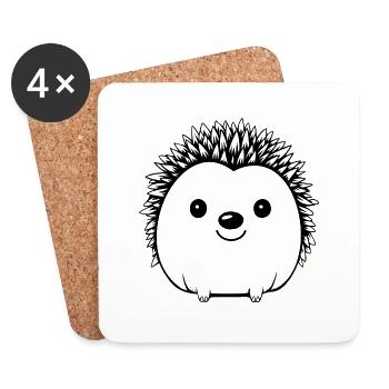 Hedgehog Forest Prickly Animal - Coasters (set of 4) - white - Front