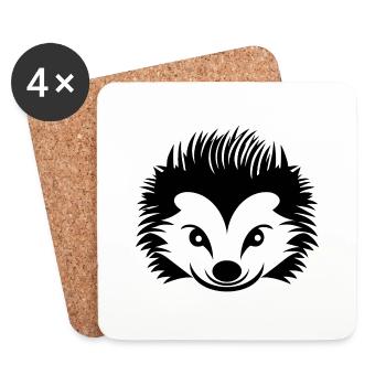 Hedgehog Forest Prickly Animal - Coasters (set of 4) - white - Front