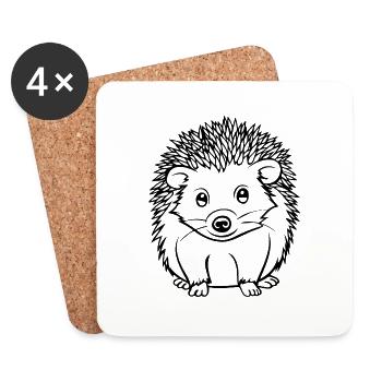 Hedgehog Forest Prickly Animal - Coasters (set of 4) - white - Front