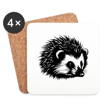 Hedgehog Forest Prickly Animal - Coasters (set of 4) - white - Front