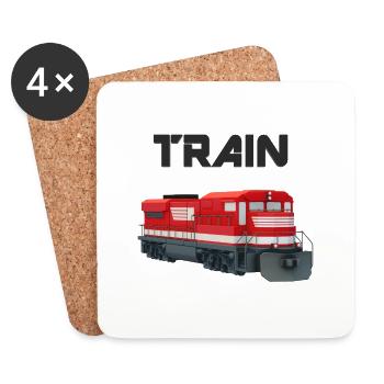 Train, Train, Locomotive - Dessous de verre (lot de 4) - blanc - Devant