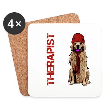 JE N’AI PAS BESOIN DE THÉRAPEUTE, JUSTE BESOIN DE MON GOLDEN RETRIEVER - Dessous de verre (lot de 4) - blanc - Devant