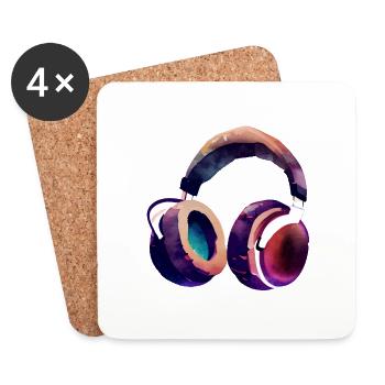Headphones Singer Listen to music Singing Musicians Gamer - Coasters (set of 4) - white - Front