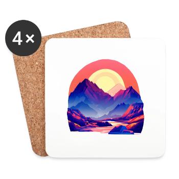 Mountains Hiking Mountain Hiking Hiking Mountain Hikers - Coasters (set of 4) - white - Front