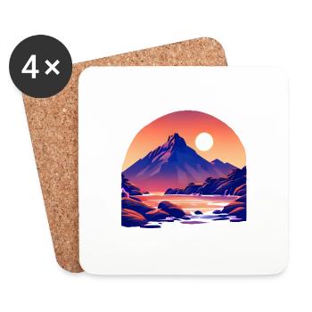 Mountains, mountain hikers, hiking, mountain hiking, hiking - Coasters (set of 4) - white - Front