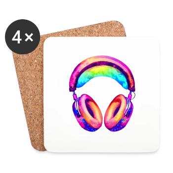 Headphones Singing Listening to music Singer Musician Gamer - Coasters (set of 4) - white - Front