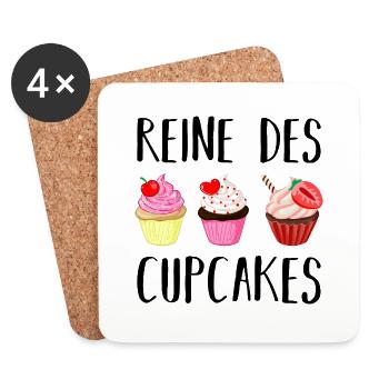 Reine des cupcakes cadeau pâtisserie patissière - Dessous de verre (lot de 4) - blanc - Devant
