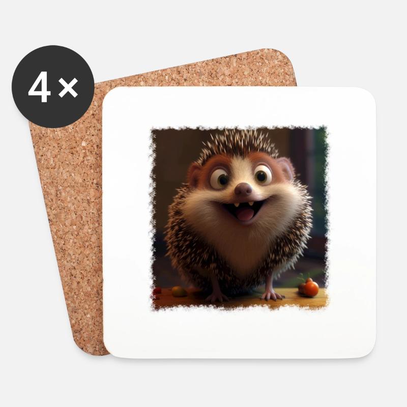 Happy hedgehog - Coasters (set of 4) - white