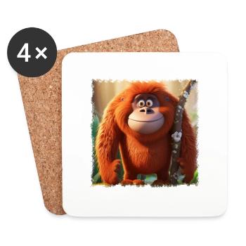 Joyeux orang-outan - Dessous de verre (lot de 4) - blanc - Devant