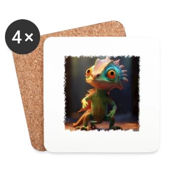 Caméléon cool - Dessous de verre (lot de 4) - blanc - Devant