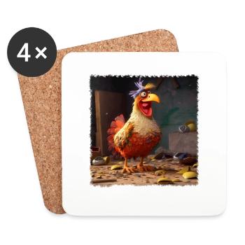 Crazy chicken - Coasters (set of 4) - white - Front