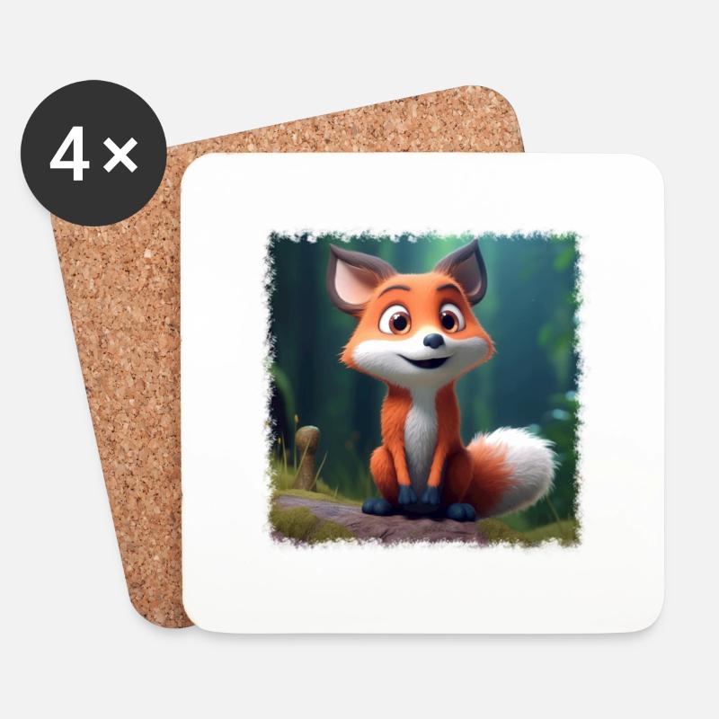 Cute fox - Coasters (set of 4) - white