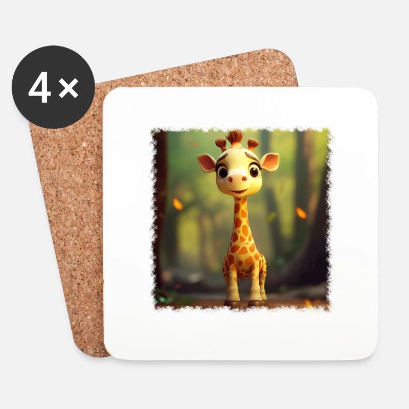 Süße Giraffe - Untersetzer (4er-Set) - Weiß