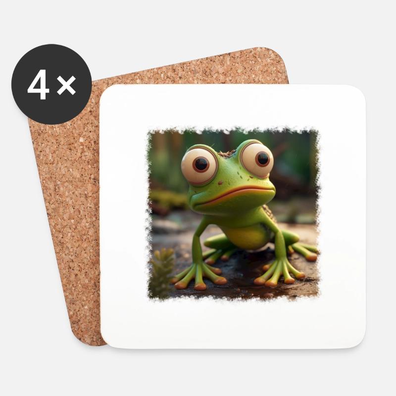 Süßer Frosch - Untersetzer (4er-Set) - Weiß