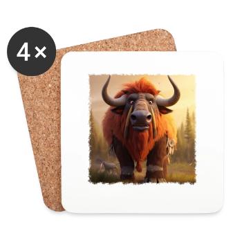 Cooles Bison - Untersetzer (4er-Set) - Weiß - Vorne