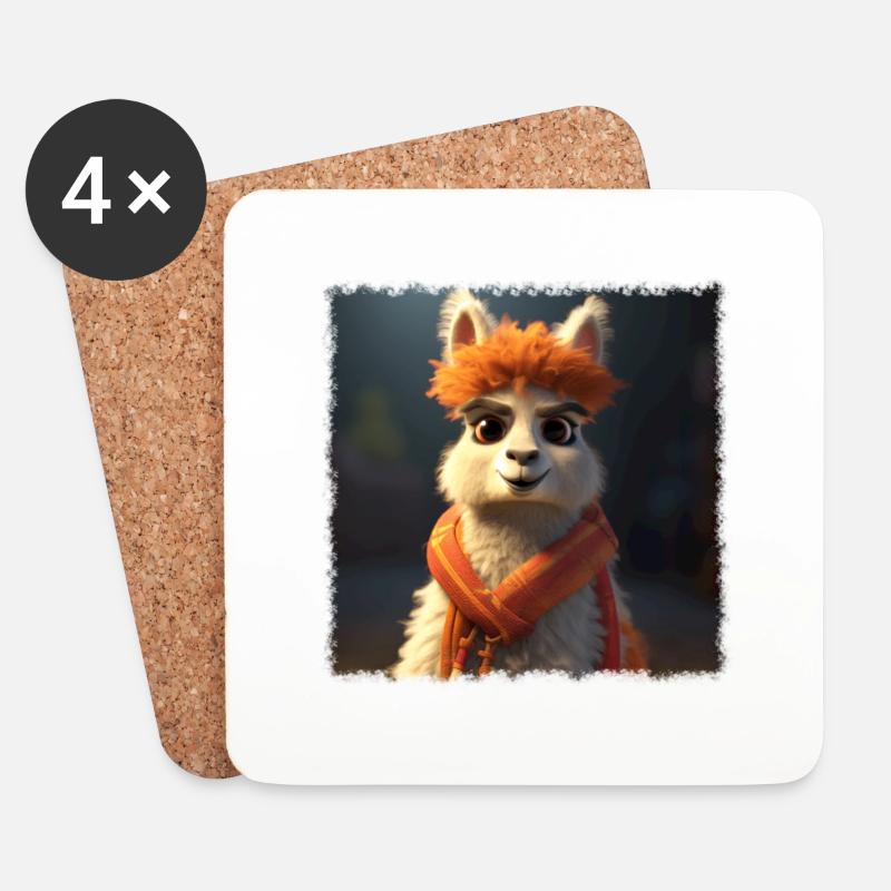 Funny Alpaca - Coasters (set of 4) - white
