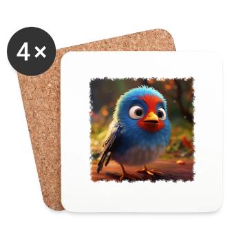 Kleiner süßer Vogel - Untersetzer (4er-Set) - Weiß - Vorne