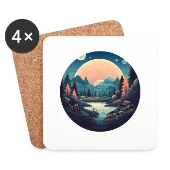 Surreale Wald Landschaft - Untersetzer (4er-Set) - Weiß - Vorne