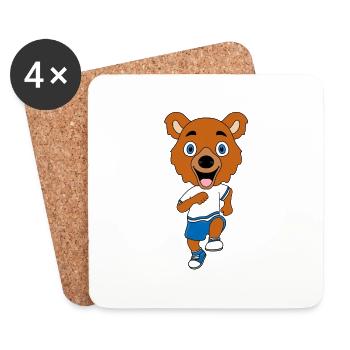 SPORT - LAUFEN - JOGGEN - FITNESS - BÄR - TEDDY - Untersetzer (4er-Set) - Weiß - Vorne