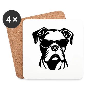 Races de chiens boxers - Dessous de verre (lot de 4) - blanc - Devant