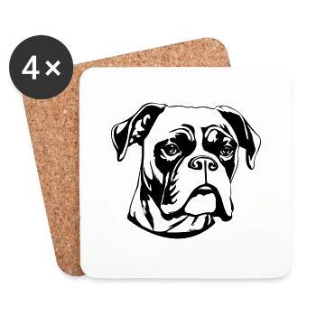 Races de chiens boxers - Dessous de verre (lot de 4) - blanc - Devant