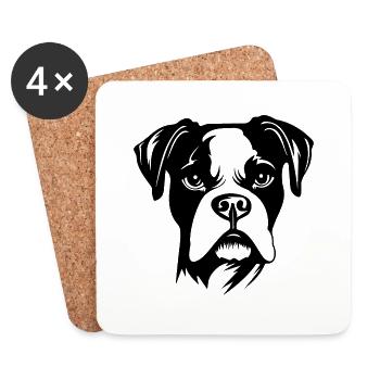Races de chiens boxers - Dessous de verre (lot de 4) - blanc - Devant