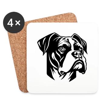 Races de chiens boxers - Dessous de verre (lot de 4) - blanc - Devant