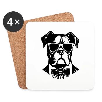 Races de chiens boxers - Dessous de verre (lot de 4) - blanc - Devant