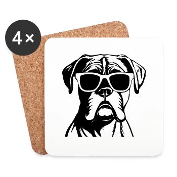 Races de chiens boxers - Dessous de verre (lot de 4) - blanc - Devant